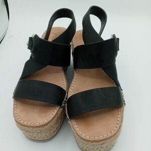 Rag & Bone August Platform Espadrilles Black Genuine Leather New